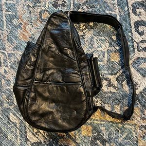 Black faux leather bag